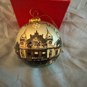 NEW! MONTE CARLO Mouth Blown Elegant Gold and Black Holiday Christmas Ornament